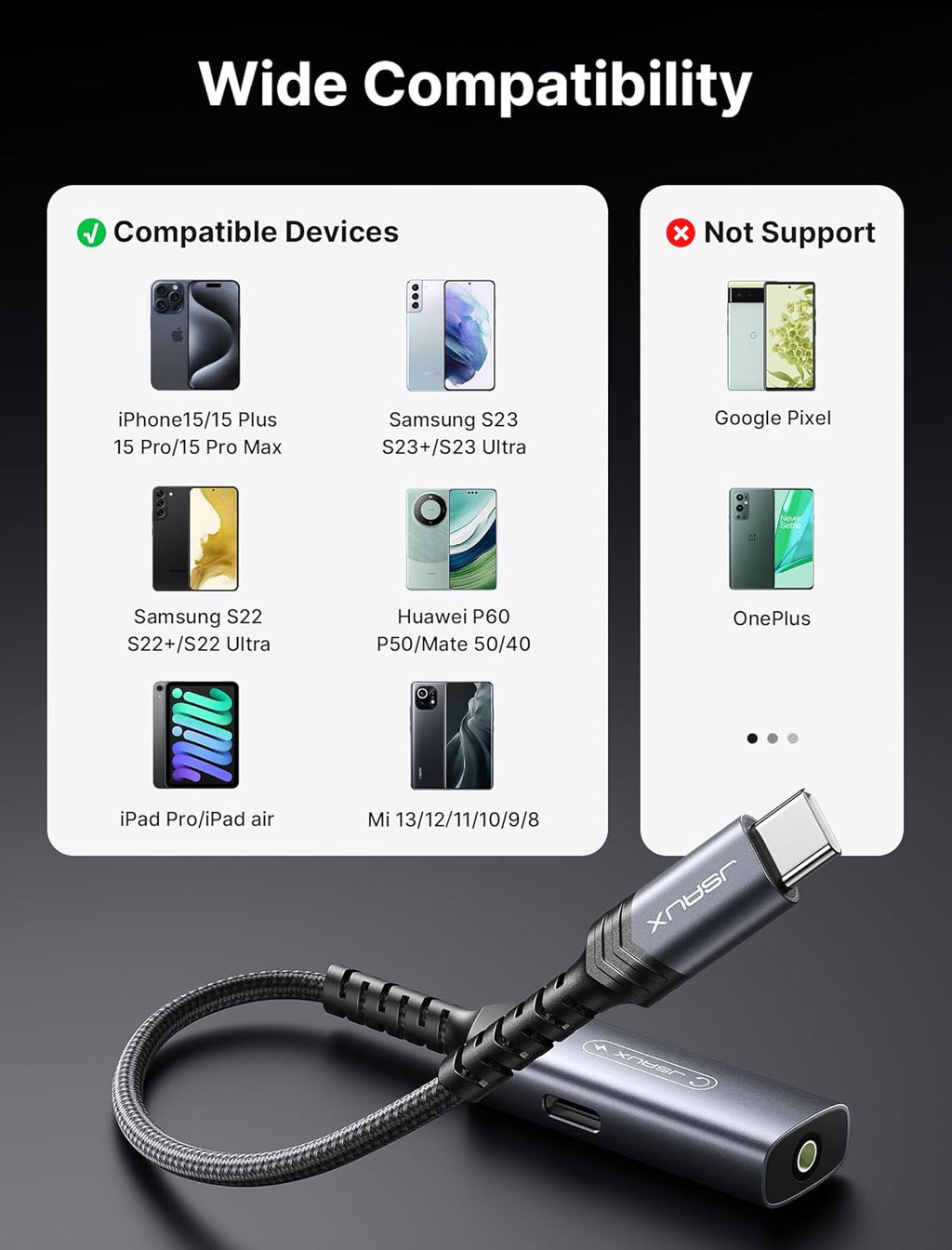 USB C Headphone Adapter and Charger, 2-In-1 Type to 3.5Mm Audio with PD 60W Fast Charging for Iphone 16 Pro/16 Pro Max/16/16 Plus/15 Pro Max/15 Pro,Samsung S24/S24+/S23/S22/S21,Ipad Pro-Red