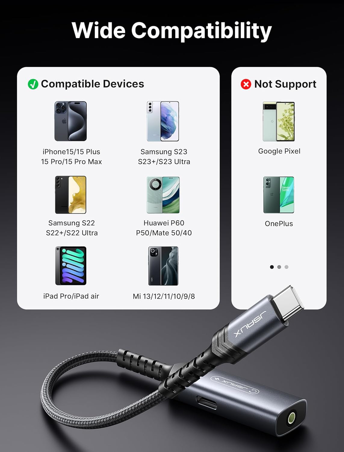 USB C Headphone Adapter and Charger, 2-In-1 Type to 3.5Mm Audio with PD 60W Fast Charging for Iphone 16 Pro/16 Pro Max/16/16 Plus/15 Pro Max/15 Pro,Samsung S24/S24+/S23/S22/S21,Ipad Pro-Red