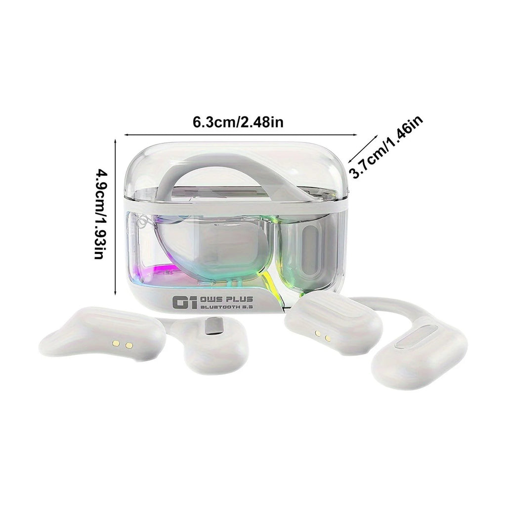 True Wireless Bone Conduction Earphones, OWS Open Ear Headphones with Earhooks, Bluetooth 5.3, up to 24H Playtime with Case, IP5, for Cycling Yoga Workouts