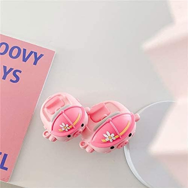 Silicone Case Compatible with Airpods 1&2 Funny Cute 3D Cartoon Cover [Cute Animal Pet PAPA Series] (Piggy Car)