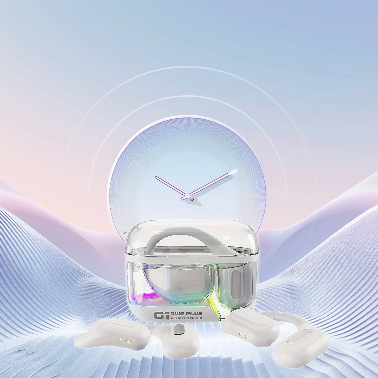 True Wireless Bone Conduction Earphones, OWS Open Ear Headphones with Earhooks, Bluetooth 5.3, up to 24H Playtime with Case, IP5, for Cycling Yoga Workouts