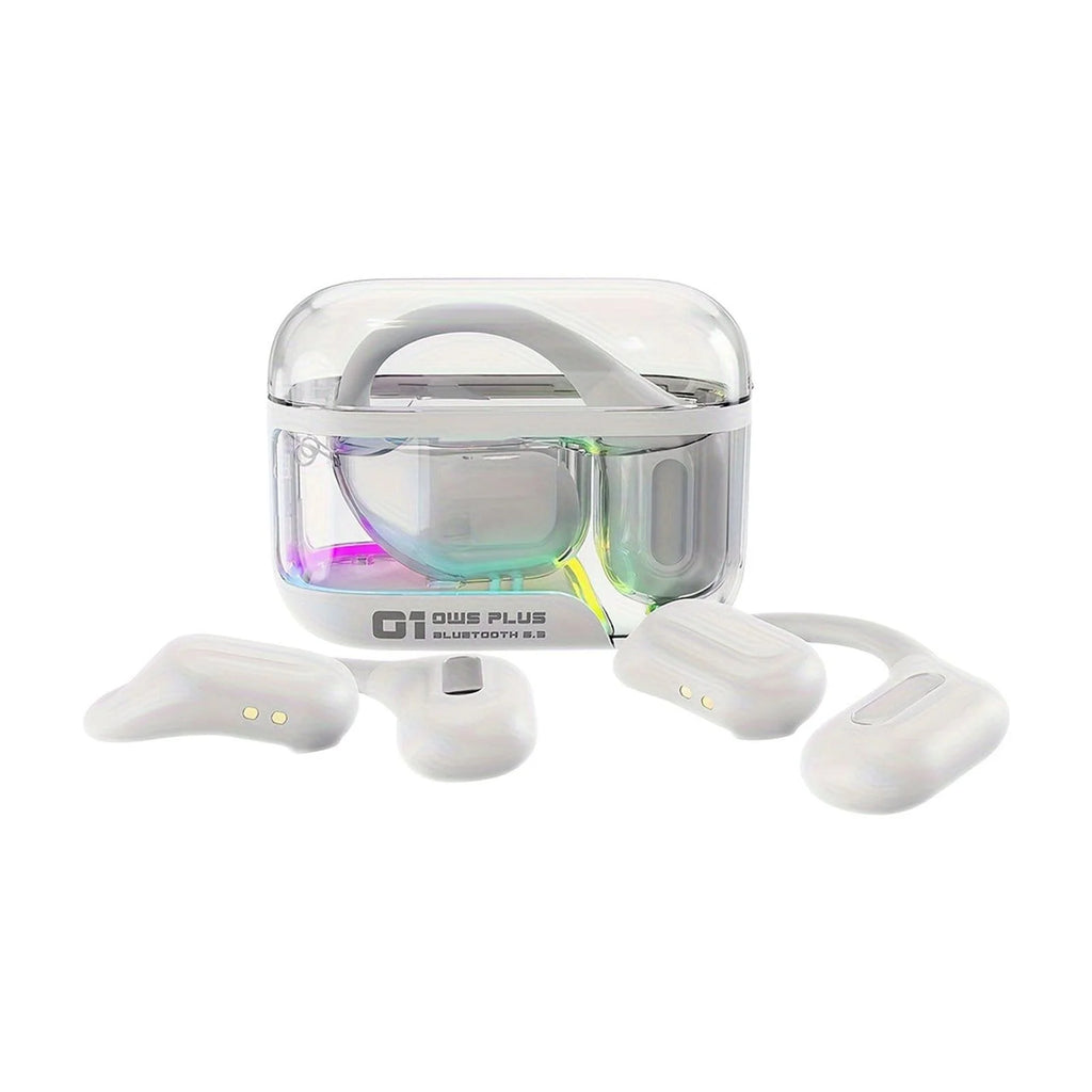 True Wireless Bone Conduction Earphones, OWS Open Ear Headphones with Earhooks, Bluetooth 5.3, up to 24H Playtime with Case, IP5, for Cycling Yoga Workouts