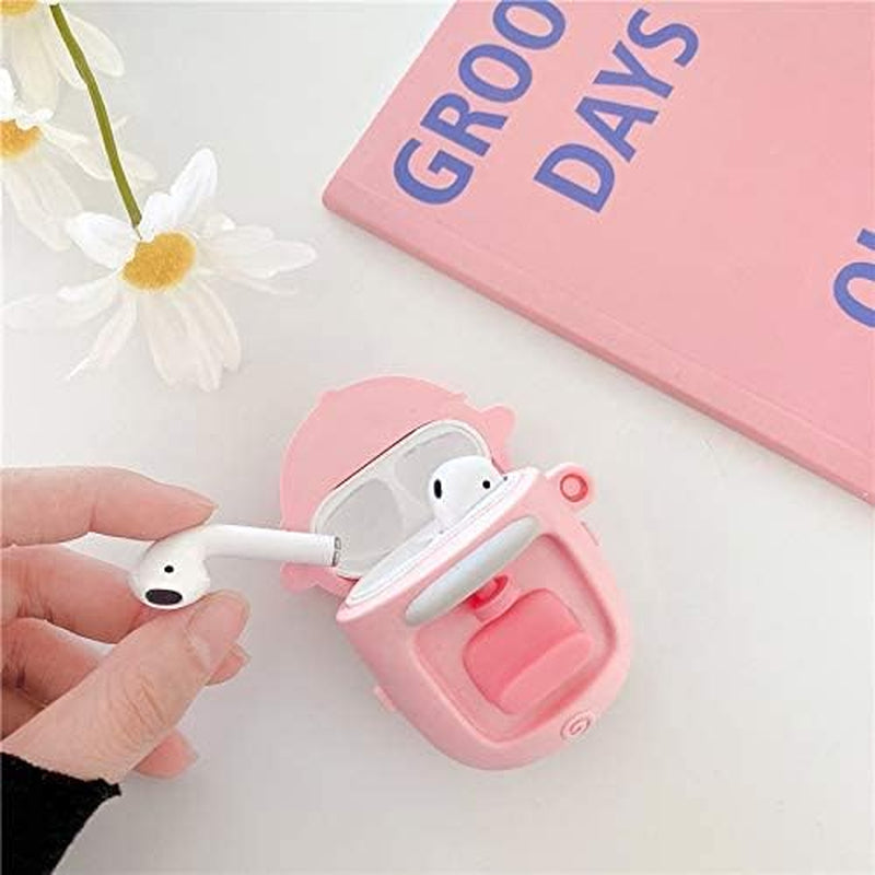 Silicone Case Compatible with Airpods 1&2 Funny Cute 3D Cartoon Cover [Cute Animal Pet PAPA Series] (Piggy Car)