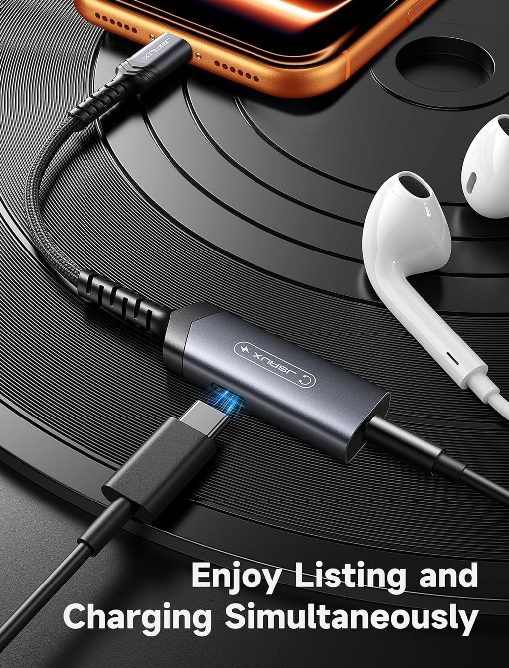 USB C Headphone Adapter and Charger, 2-In-1 Type to 3.5Mm Audio with PD 60W Fast Charging for Iphone 16 Pro/16 Pro Max/16/16 Plus/15 Pro Max/15 Pro,Samsung S24/S24+/S23/S22/S21,Ipad Pro-Red